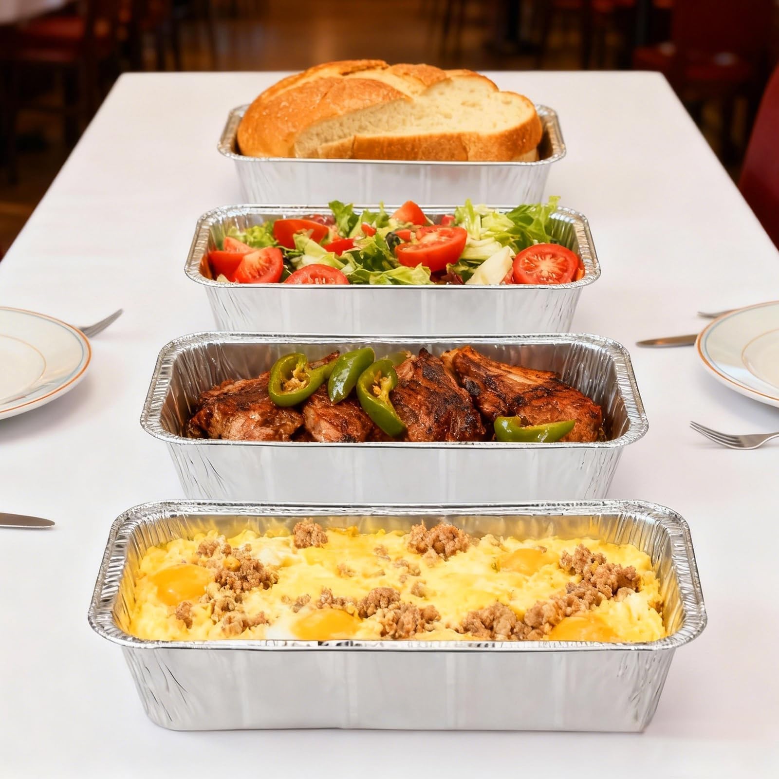 Findful 50 Pack Loaf Pans,2 LB Disposable Aluminum 8.5″ X 4.5″ X 2.5″, Silver
