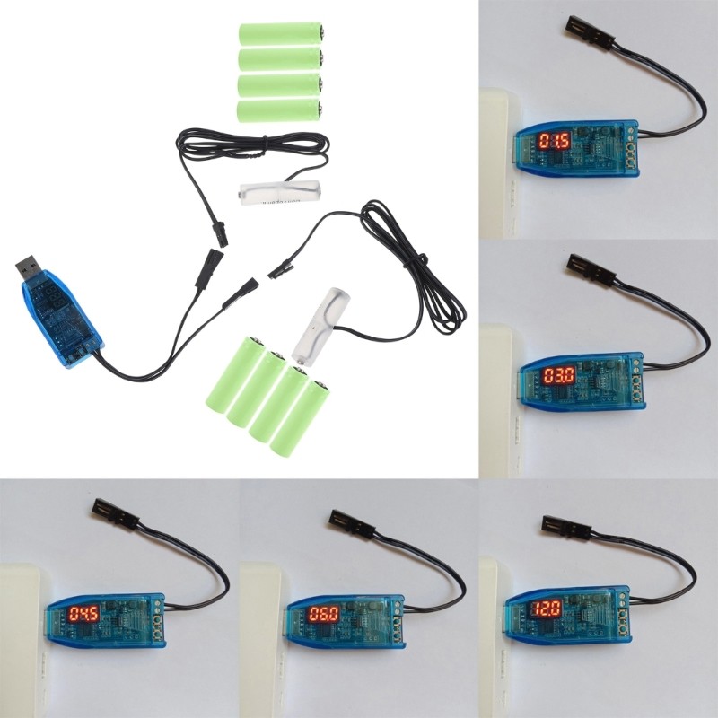 2-in-1 USB Type C to 1-24V Dual AA Dummy Battery Power Cable with Voltmeter