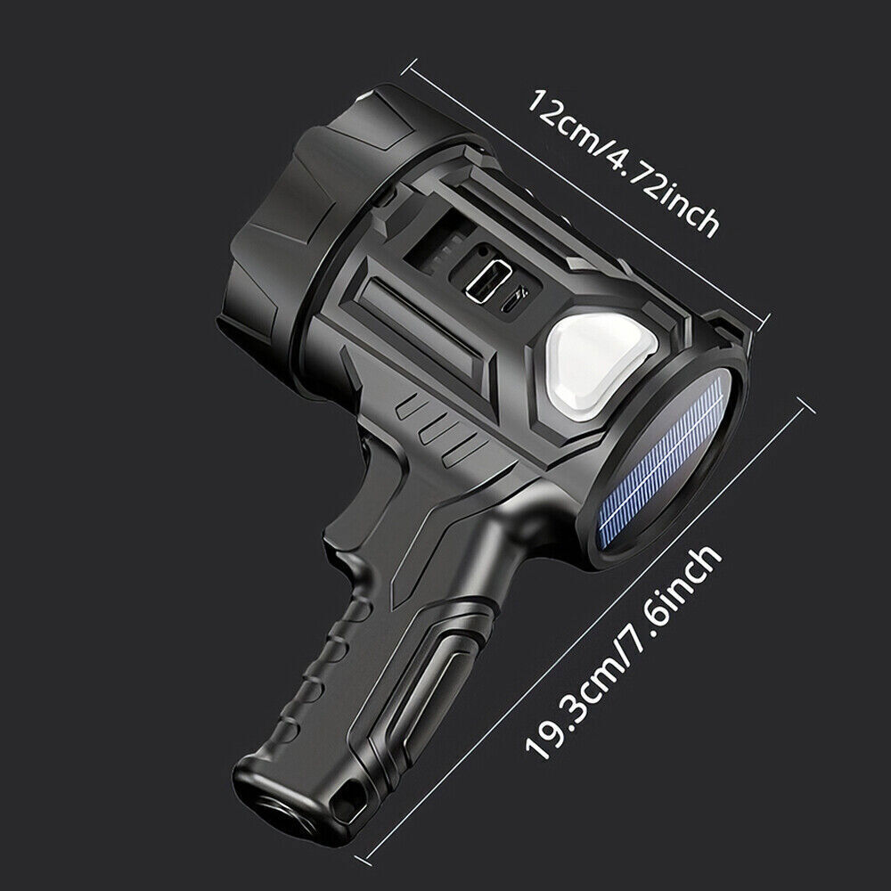 900000000LM Bright Solar/USB Rechargeable LED Spotlight Flashlight Searchlight