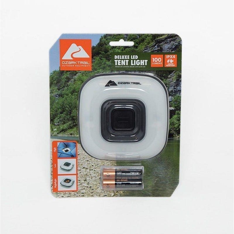 100 Lumen LED Tent Light High/Low/Night Settings W/ Clip Gray Batteries Included