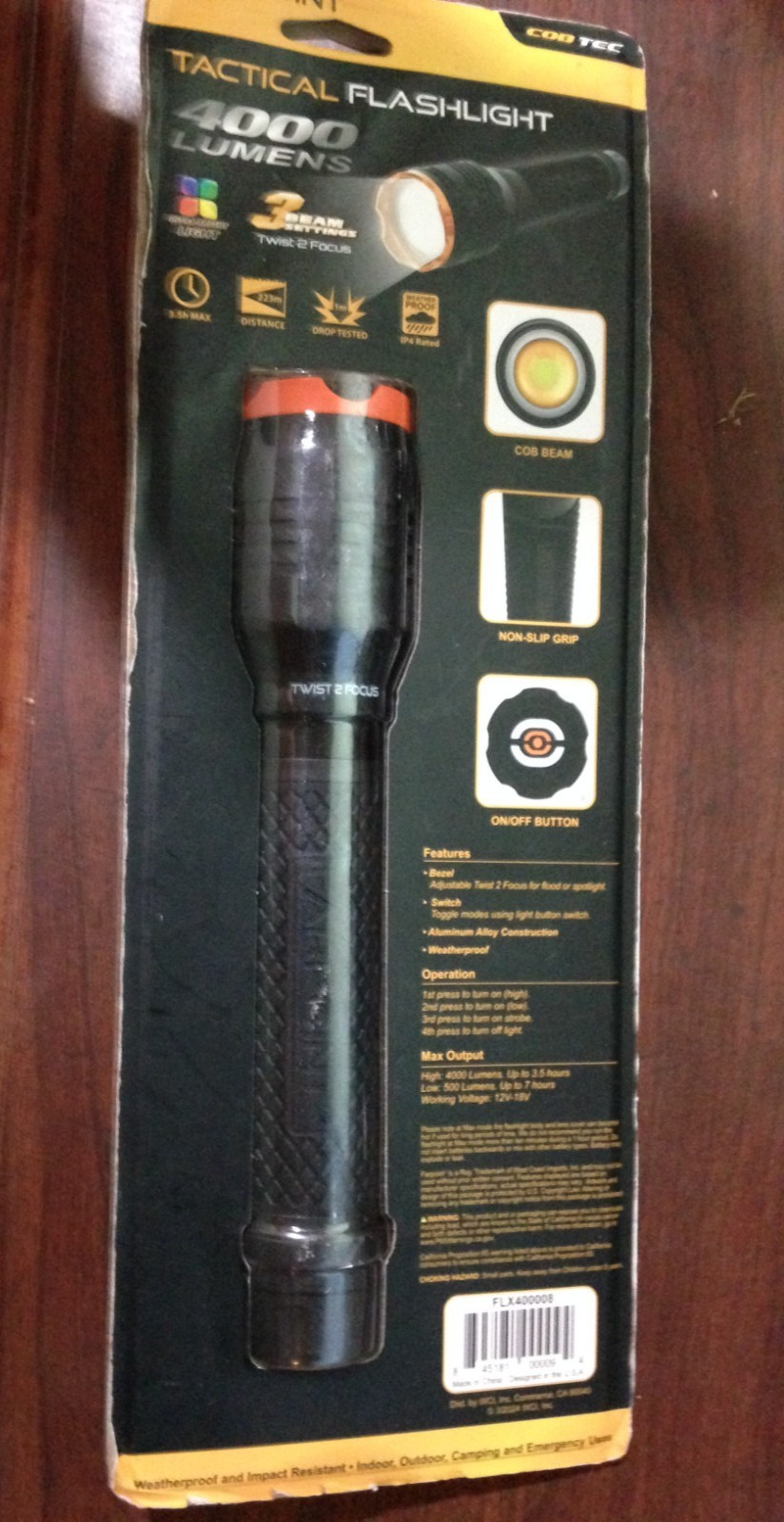 FARPOINT LED TACTICAL FLASHLIGHT 4000 LUMENS IPX4 RATED NEW