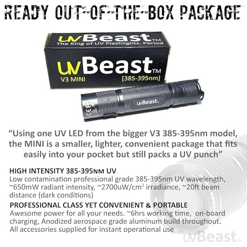 Black Light UV Flashlight 385-395nm Professional Grade High Power LED