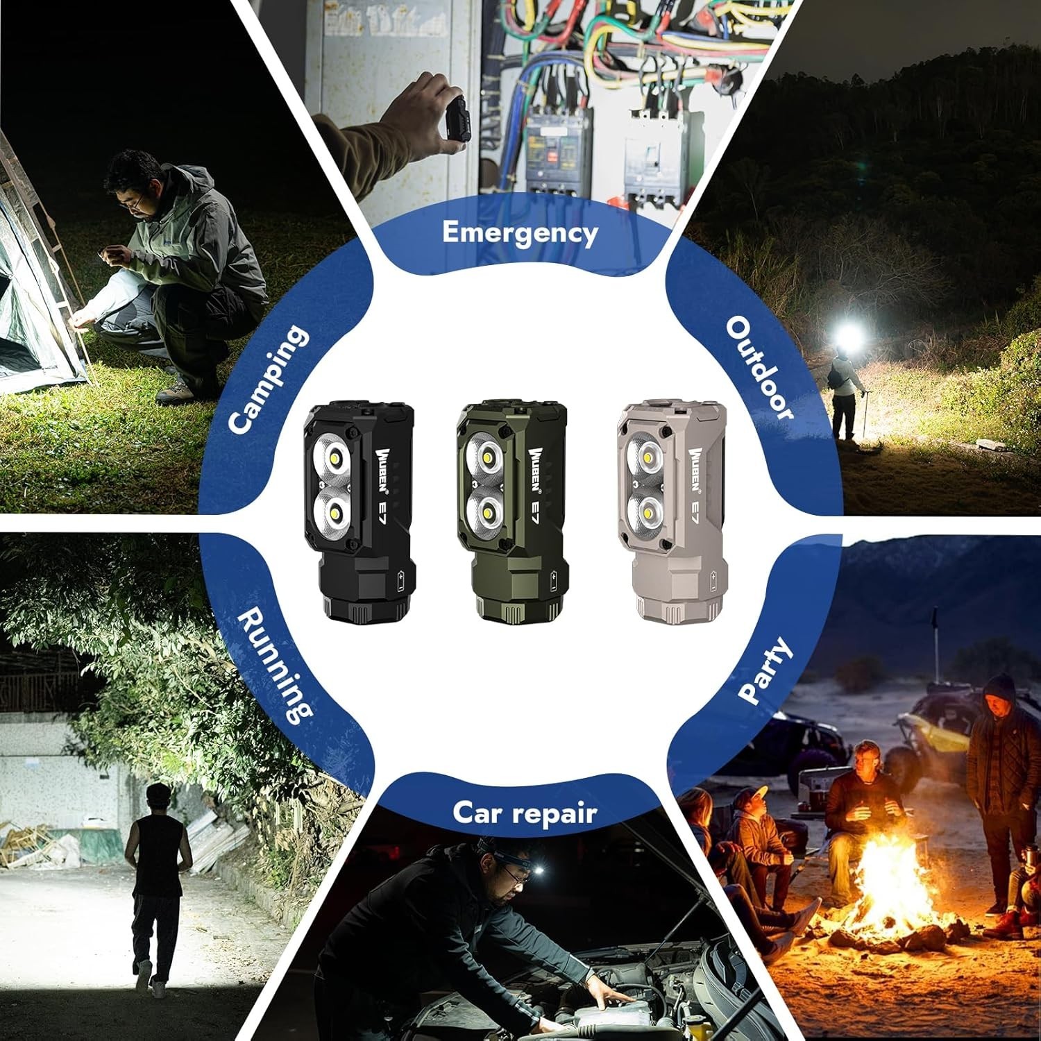 E7 1800 Lumen Rechargeable Mini Flashlight with Magnet – Super Bright 6 Modes…