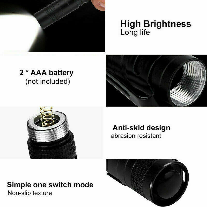20 PACK LED Flashlight Clip Mini Light Penlight Pocket Portable Pen Torch Lamp