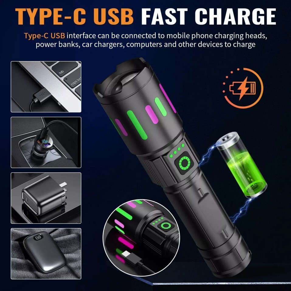 350000000 Lumen Super Bright LED Tactical Flashlight Rechargeable Work Light++=*