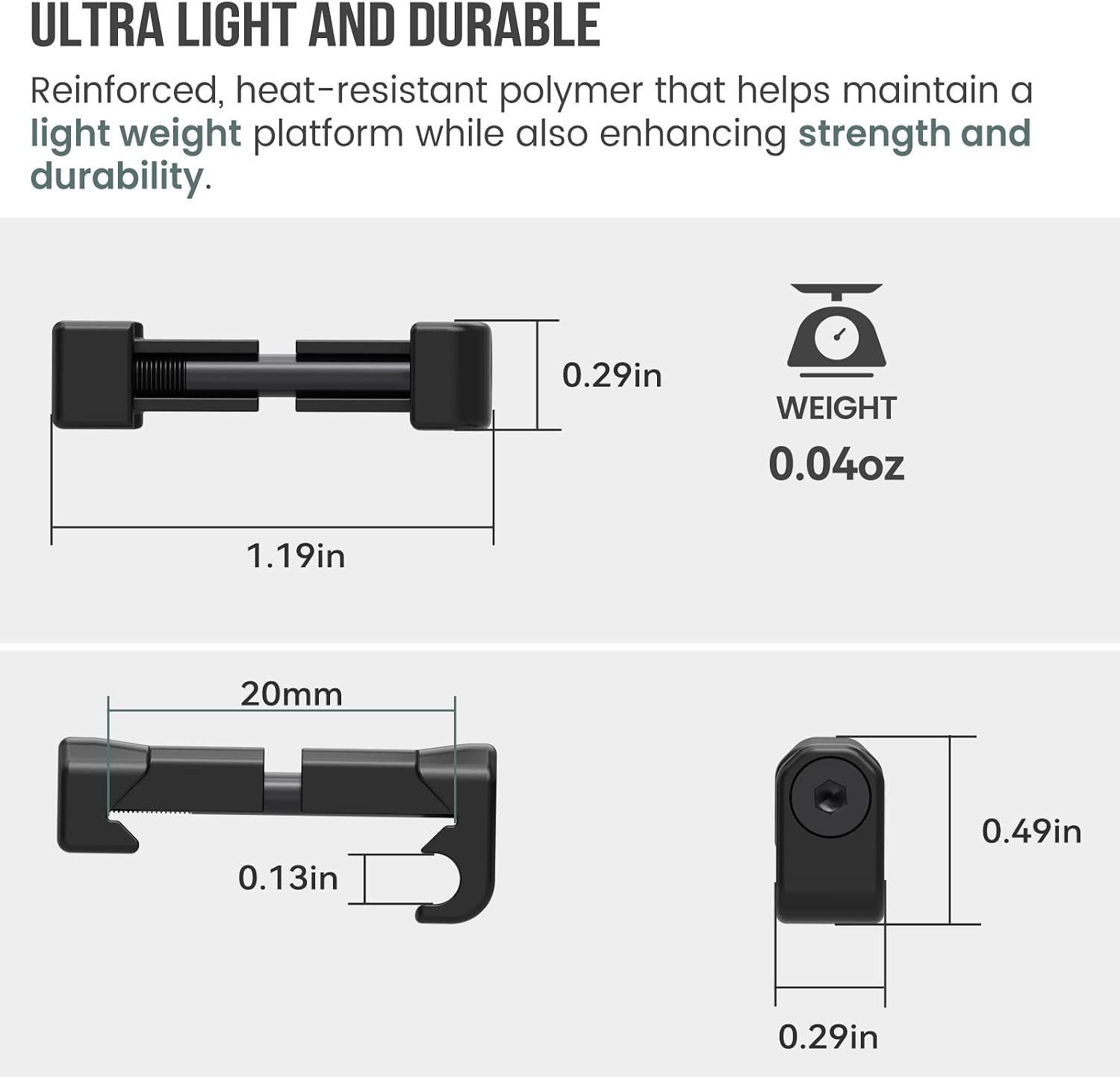 Durable Polymer Cable Clips for Flashlights – Black, 8 Pack for Picatinny Mounts