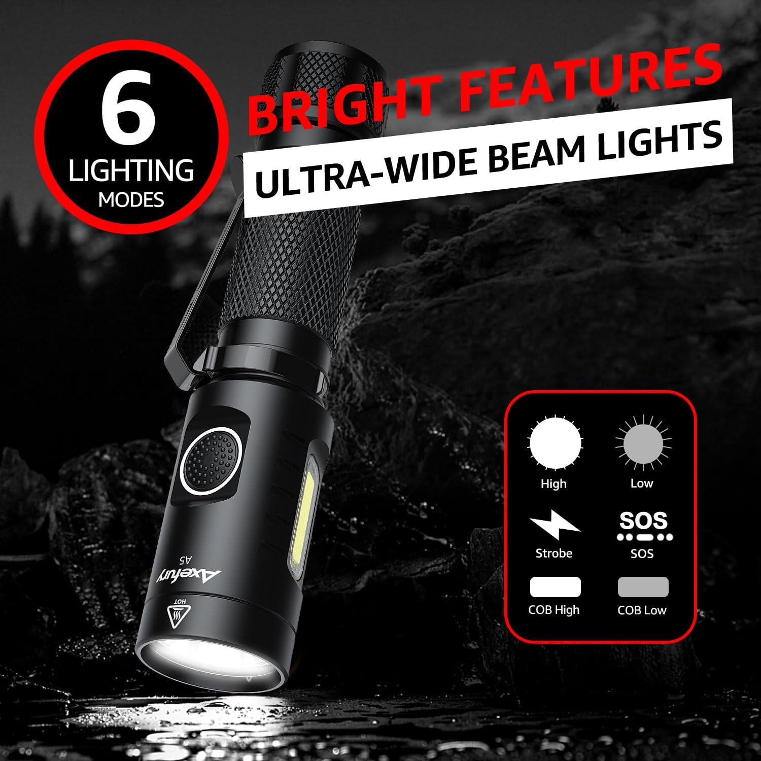 Flashlight, Magnetic LED Flashlight, Super Bright Tactical Flashlight, Cob Work