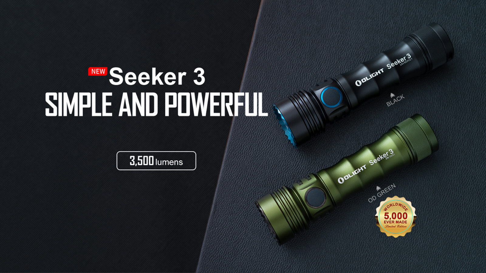 Olight Seeker 3 OD Green Rechargeable Floodlight Flashlight, 3500 Lumens, 220 M