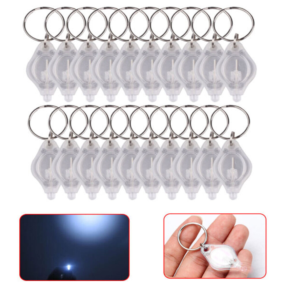 10/20 PCS Mini LED Keychain Flashlight Key Ring Light Bright Torch Lamp Torch