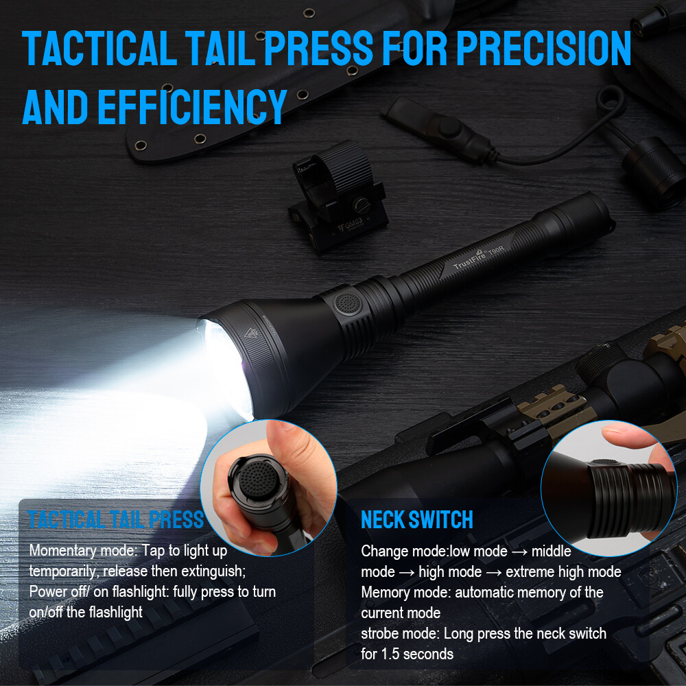 Trustfire T90R Kit 4800 Lumen Rechargeable Led Flashlight Tactical For Hunting R