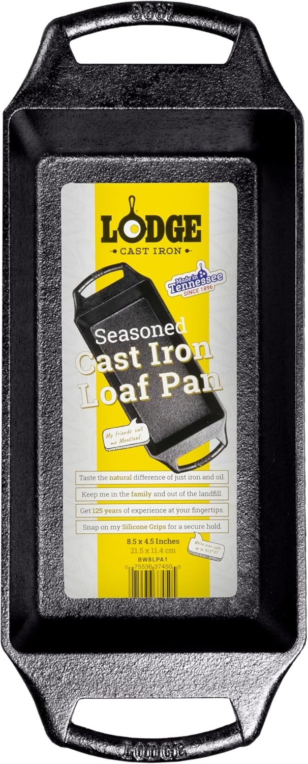 Lodge Seasoned Cast Iron Loaf Pan – Pre-Seasoned 8.5×4.5 Inch, Black