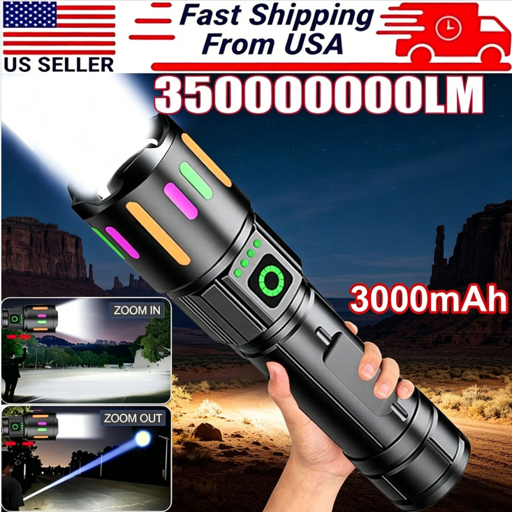 350000000 Lumen Super Bright LED Tactical Flashlight Rechargeable Work Light USA