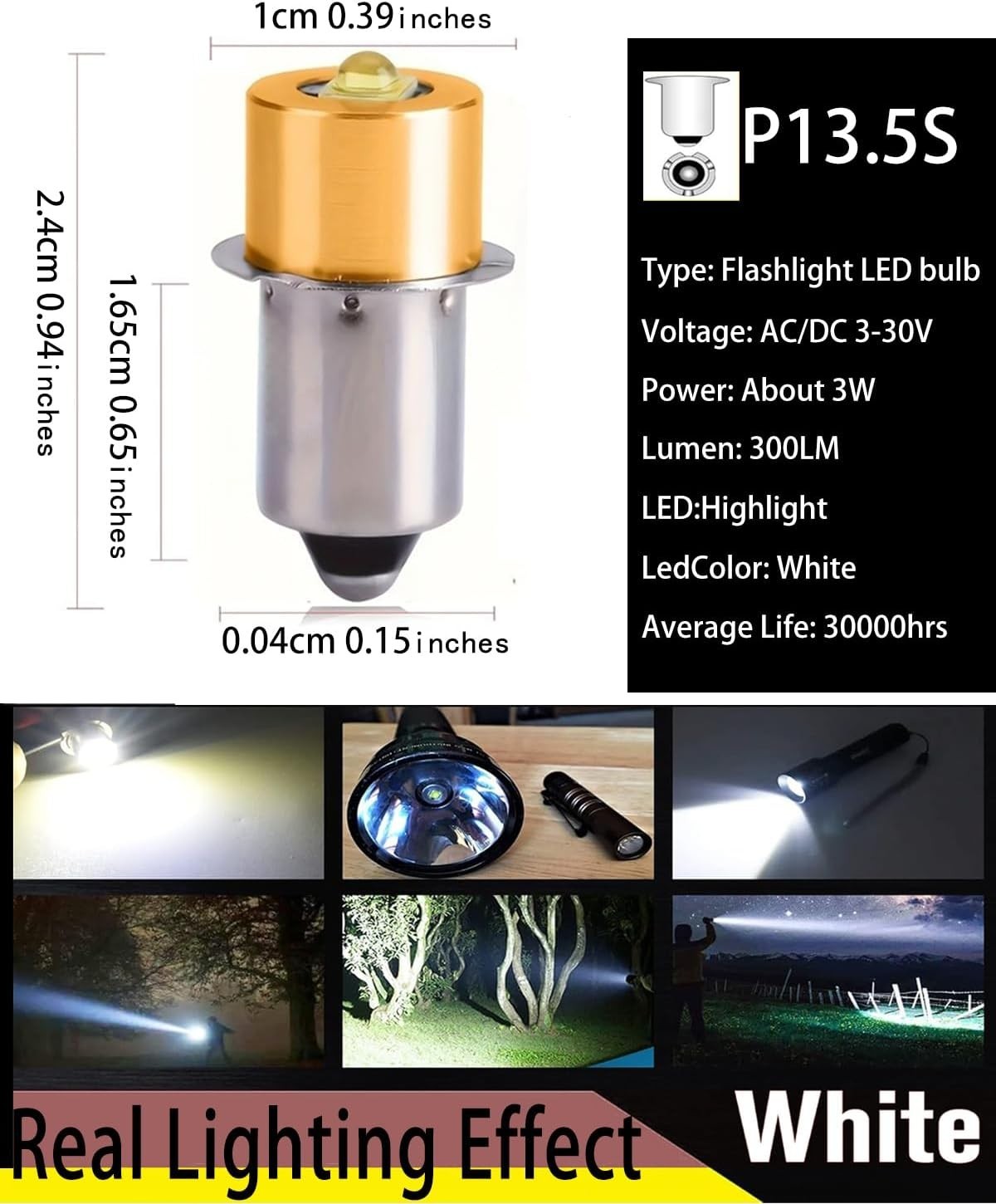 LED Maglight Bulb Replacement DC 3-30V for 3-16 C&D Cell 3W LED Flashlights, ..,
