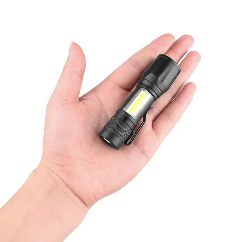 Mini LED Flashlight USB Rechargeable: COB+XPE Zoomable Tactical Torch – NEW