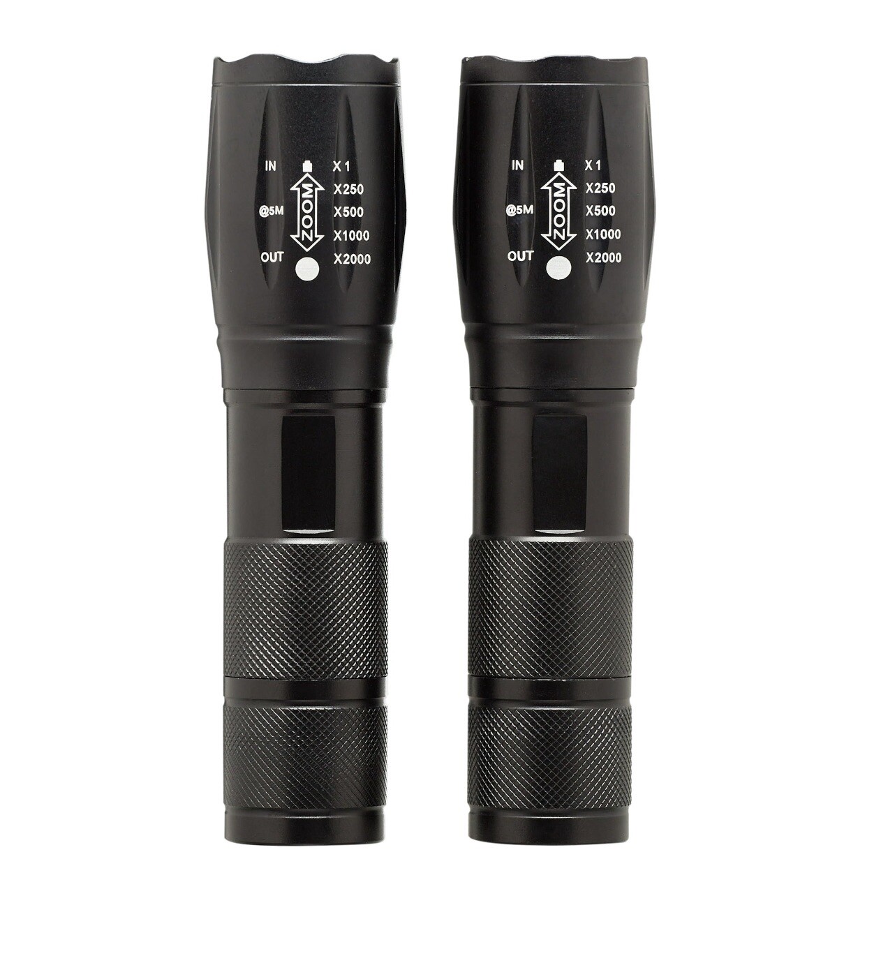 LED Flashlight Metal Finish IPX6 Waterproof , 2pack