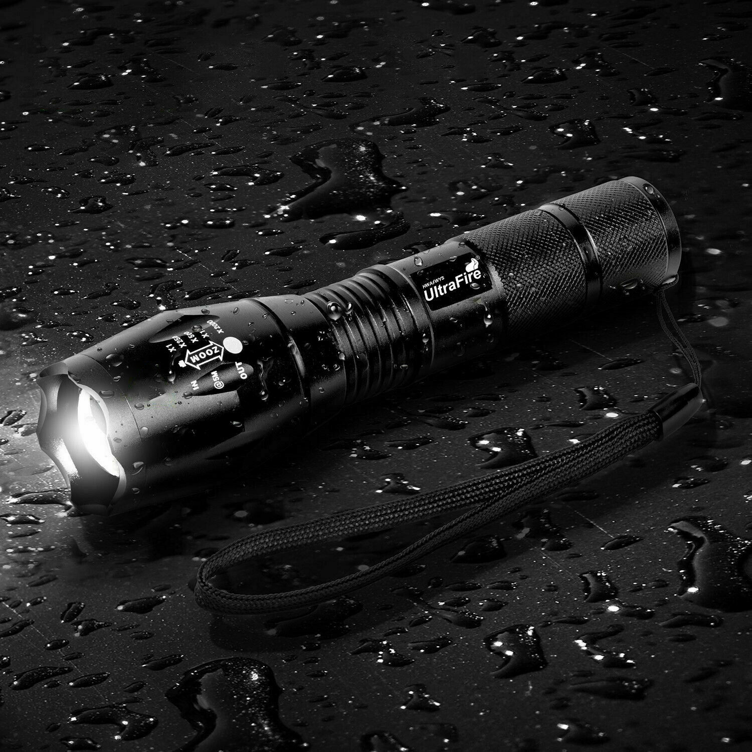 2Pack Tactical 5 Modes 18650 Flashlight Zoom Torch Aluminum Light