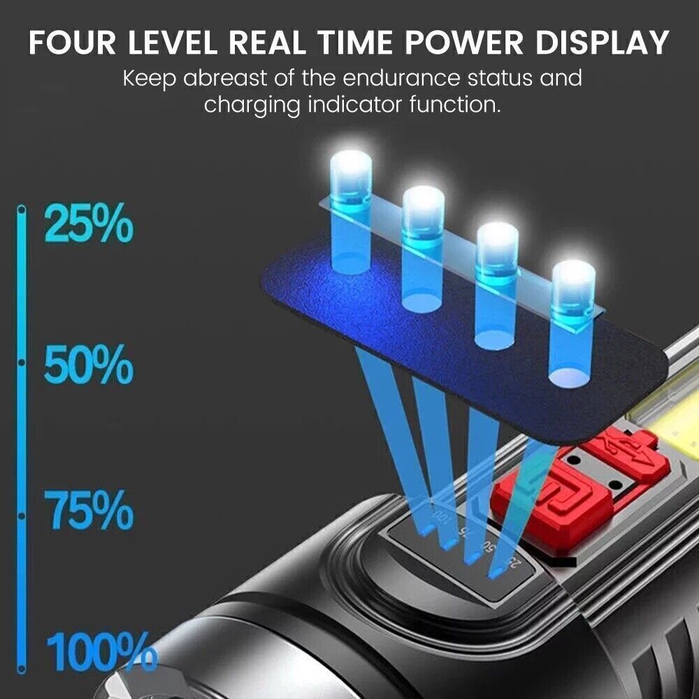 2PCS 990000LM USB Rechargeable LED Flashlight Tactical Police Super Bright Torch