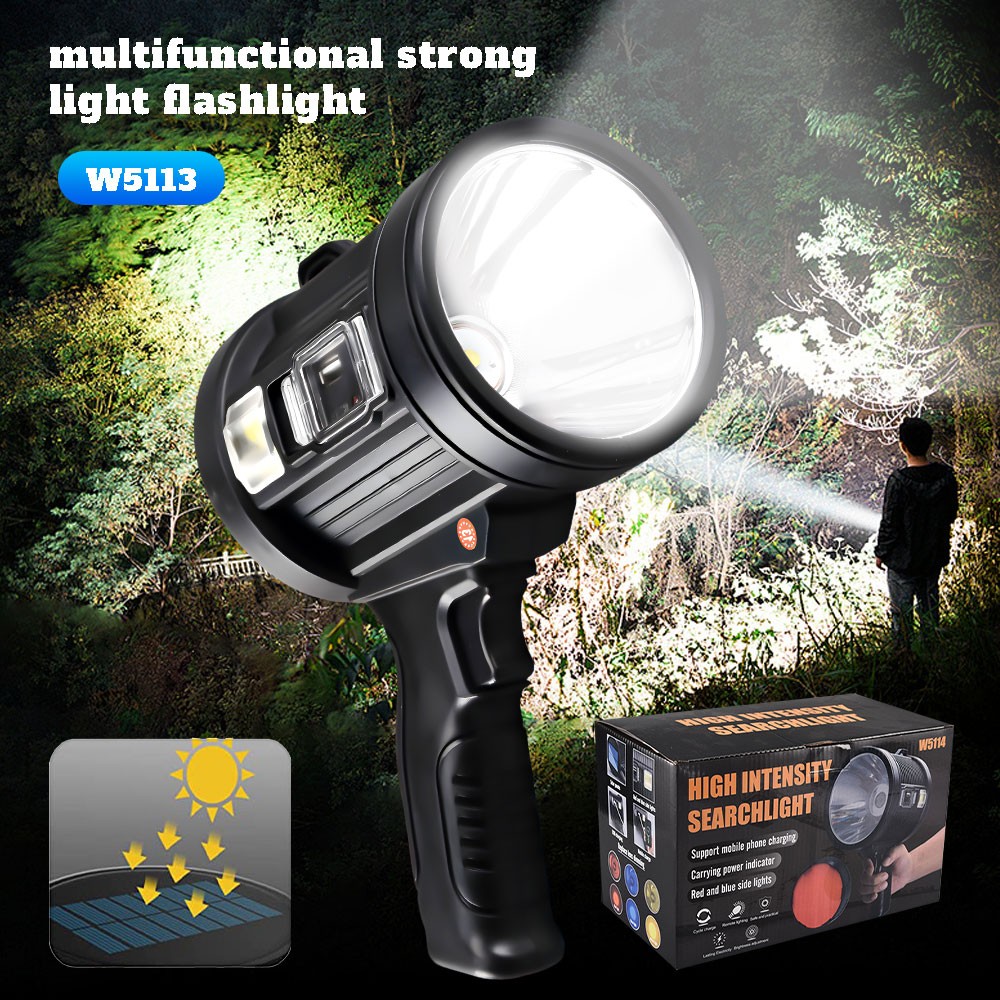 1-4PACK Solar Spotlight Flashlight Handheld Flashlight Hunting Lamp Rechargeable