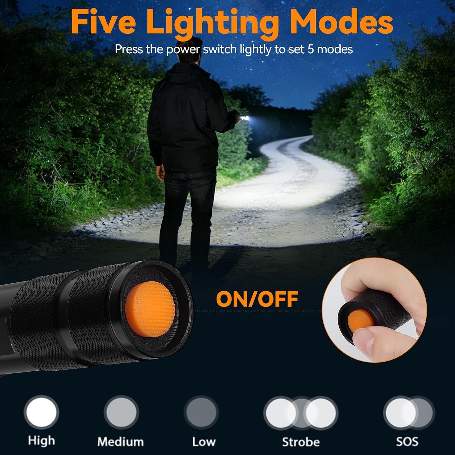LED Flashlight 2 Pack, Small Flashlights Powerful High Lumens 5 Modes, Waterp…