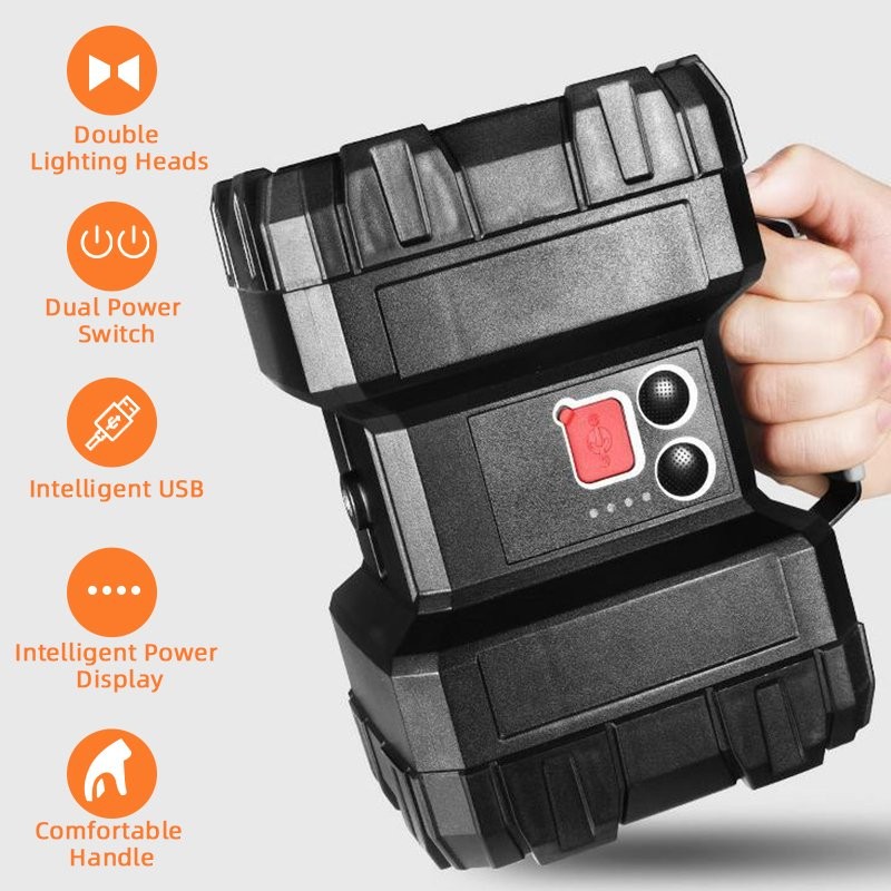 100000LM LED Searchlight USB Rechargeable Flashlight Torch with Built-in Battery