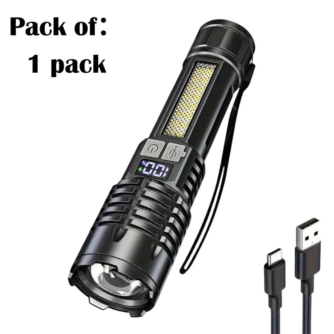 3× Rechargeable Flashlights High Lumens 5 Modes Super Bright Led Power Display
