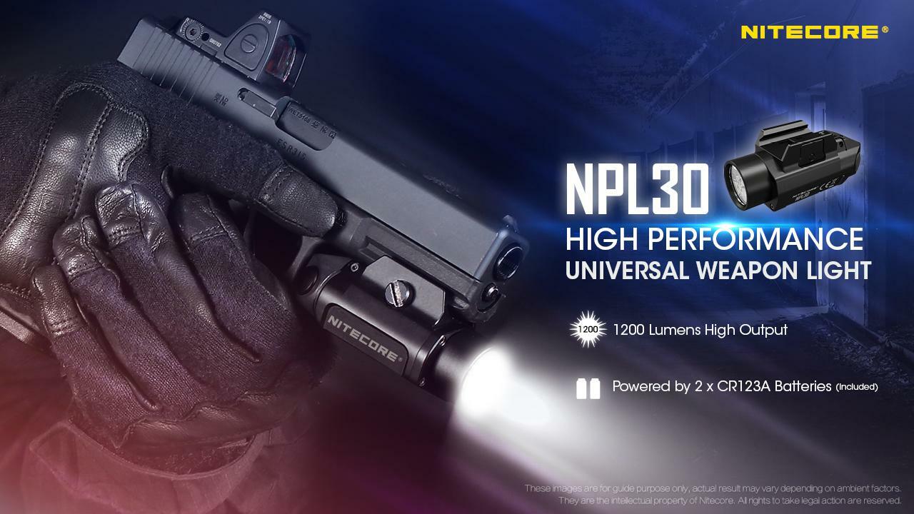Nitecore NPL30 High Performance Universal Weapon Light -1200 Lumens w/ 2x CR123A