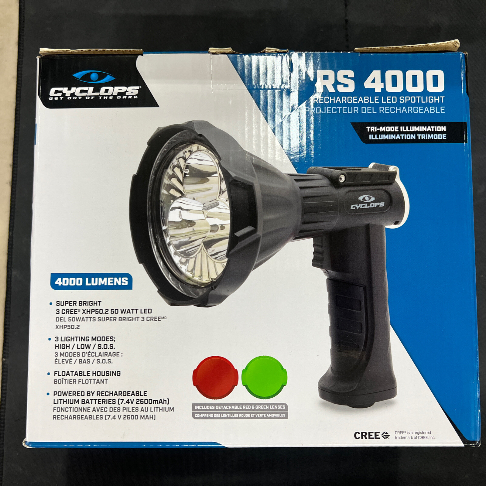 Cyclops RS 4000 Lumens Cree LED Black Rechargeable Lithium, CYC-SP4000