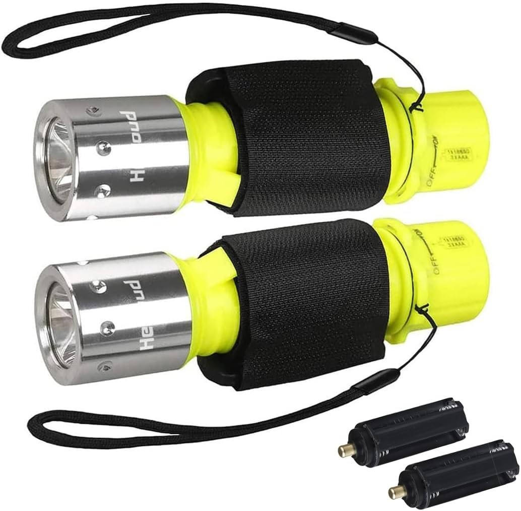 Durable & Portable Diving Flashlight – 2-Pack Rechargeable Underwater Lights