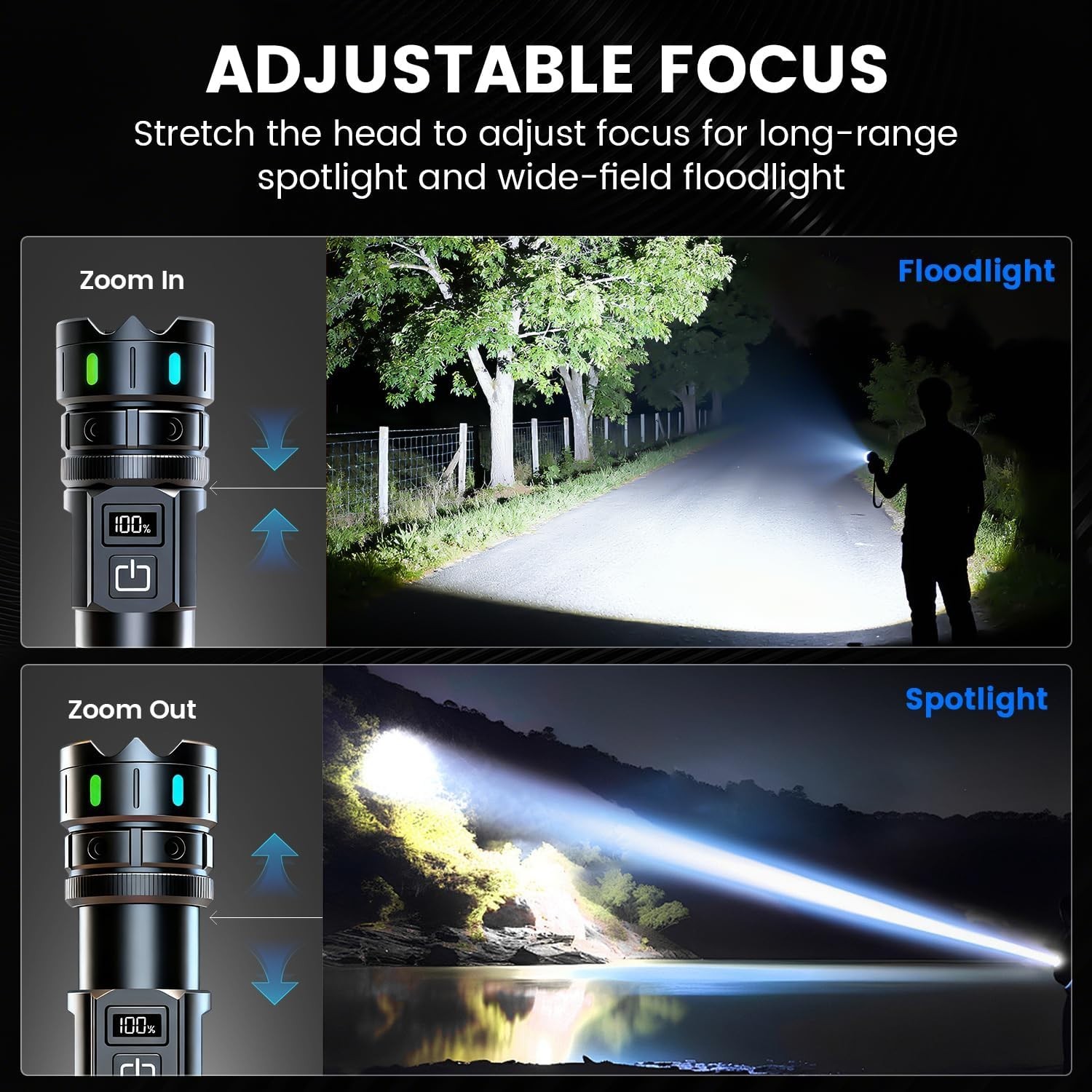 Rechargeable Flashlights High Lumens, 30W Super Bright LED Flashlight with LC…