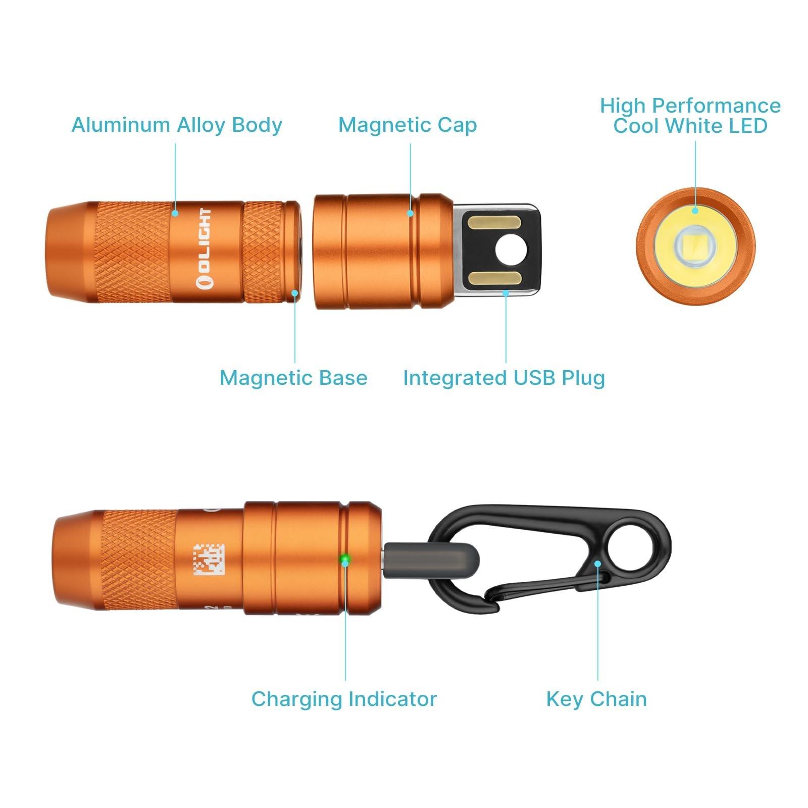 Compact Rechargeable Keychain Flashlight – 50 Lumens Mini LED Light for EDC & Em