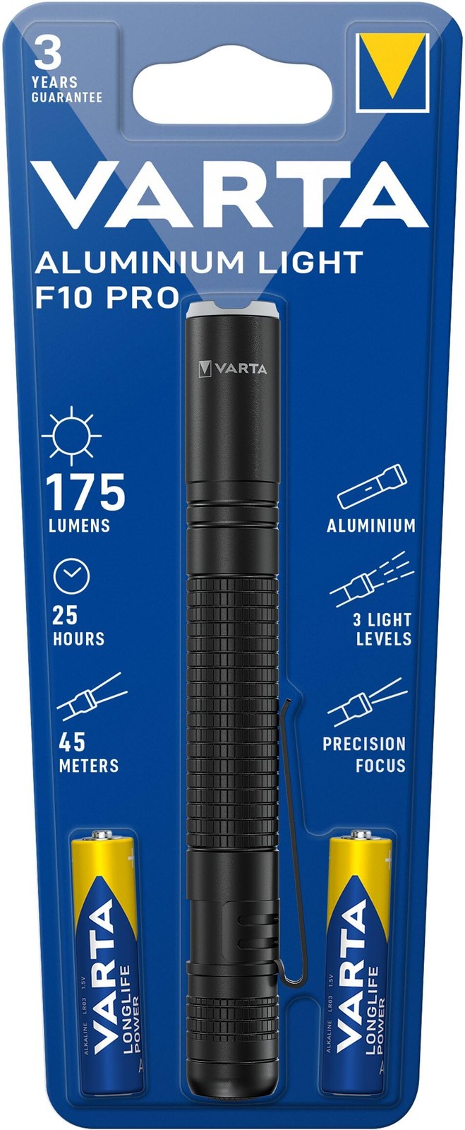 Flashlight LED incl. 2x AAA Batteries, Aluminium Light F10 Pro Lamp, Lam…