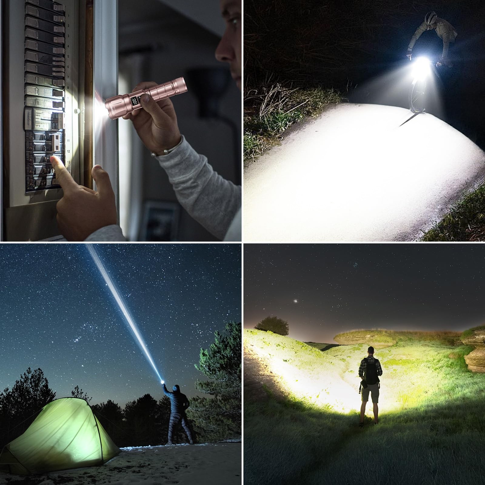 WdtPro LED Rechargeable Flashlight 2 Pack, 3 Modes Super Bright 2 PACK, Pink