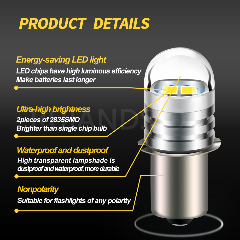 1x Ruiandsion LED Flashlight Upgrade Bulbs P13.5S 6V 4D Cell Torch Base Replace