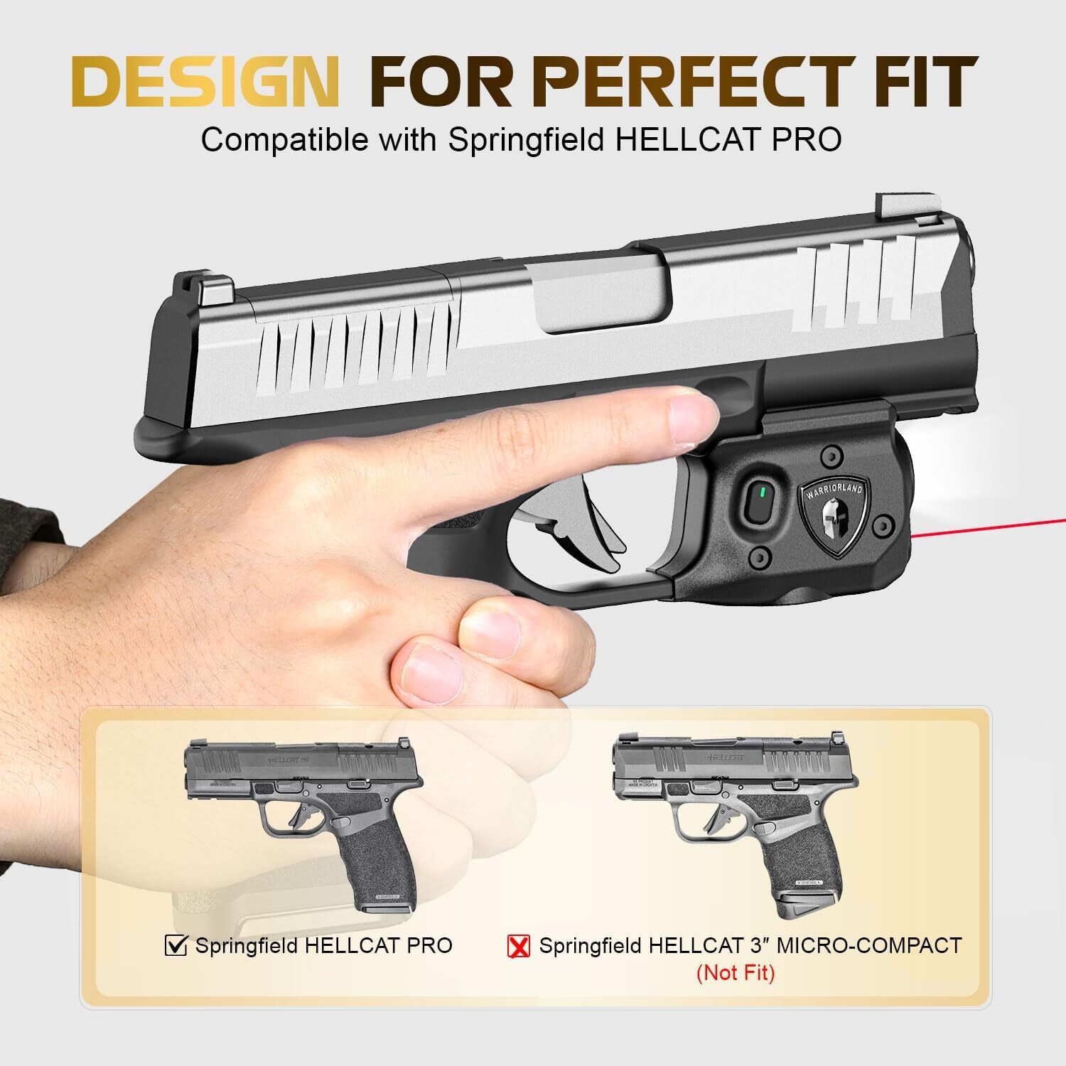150-Lumen Pistol Light Red Laser Combo Fits Springfield Armory Hellcat Pro