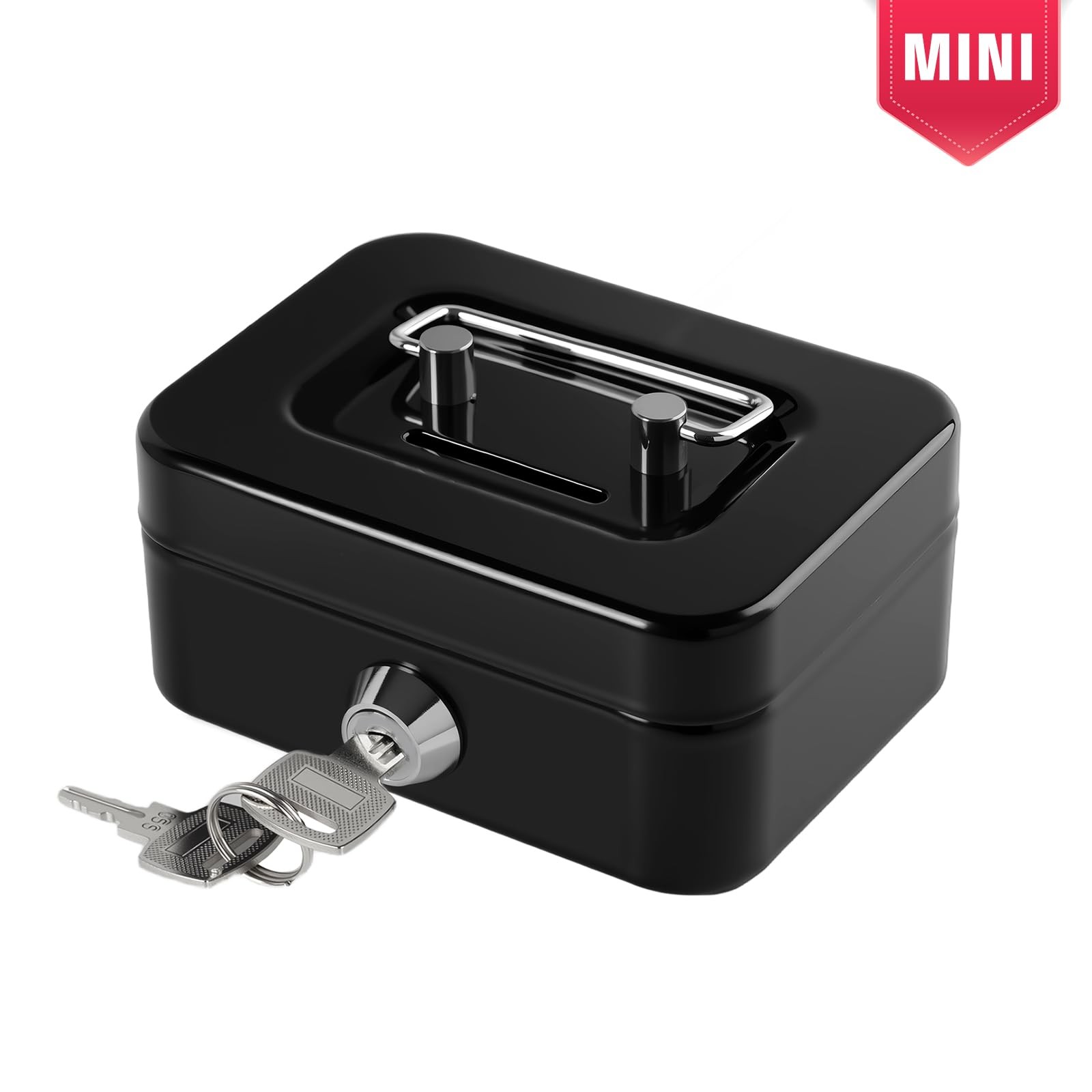 Small Cash Box With Lock Money Slot Mini Portable Coin Box Black 4.5×3.4×2.4 In