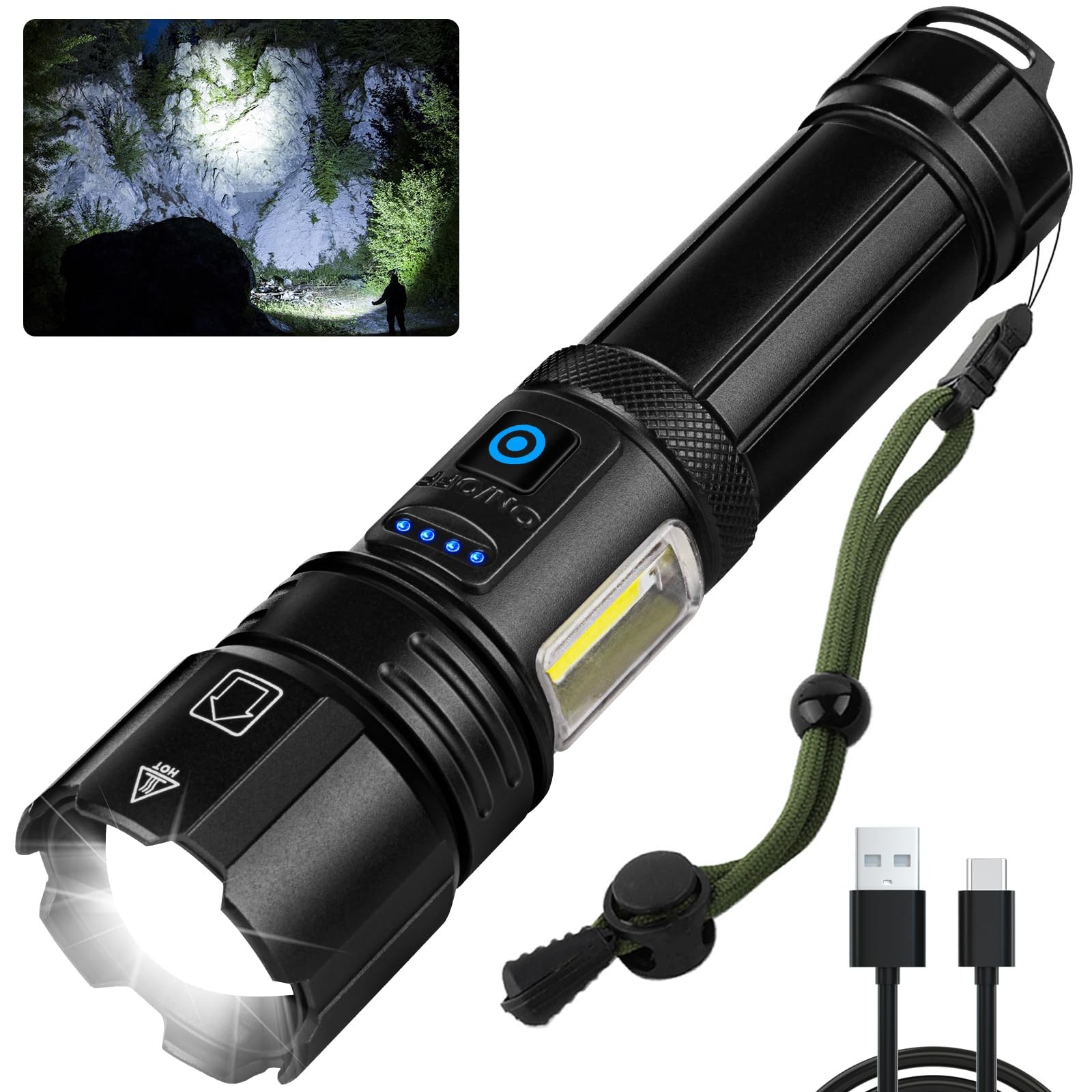 Flashlights High Lumens Rechargeable – 90,000 Lumens, Super Bright Flash Ligh…