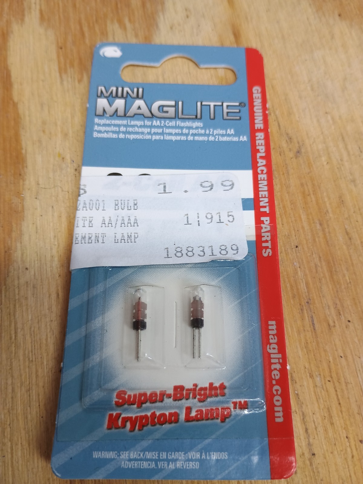 GENUINE AA MINI MAGLITE SUPER BRIGHT KRYPTON BULBS 2 BULB BLISTER PACK LM2A001