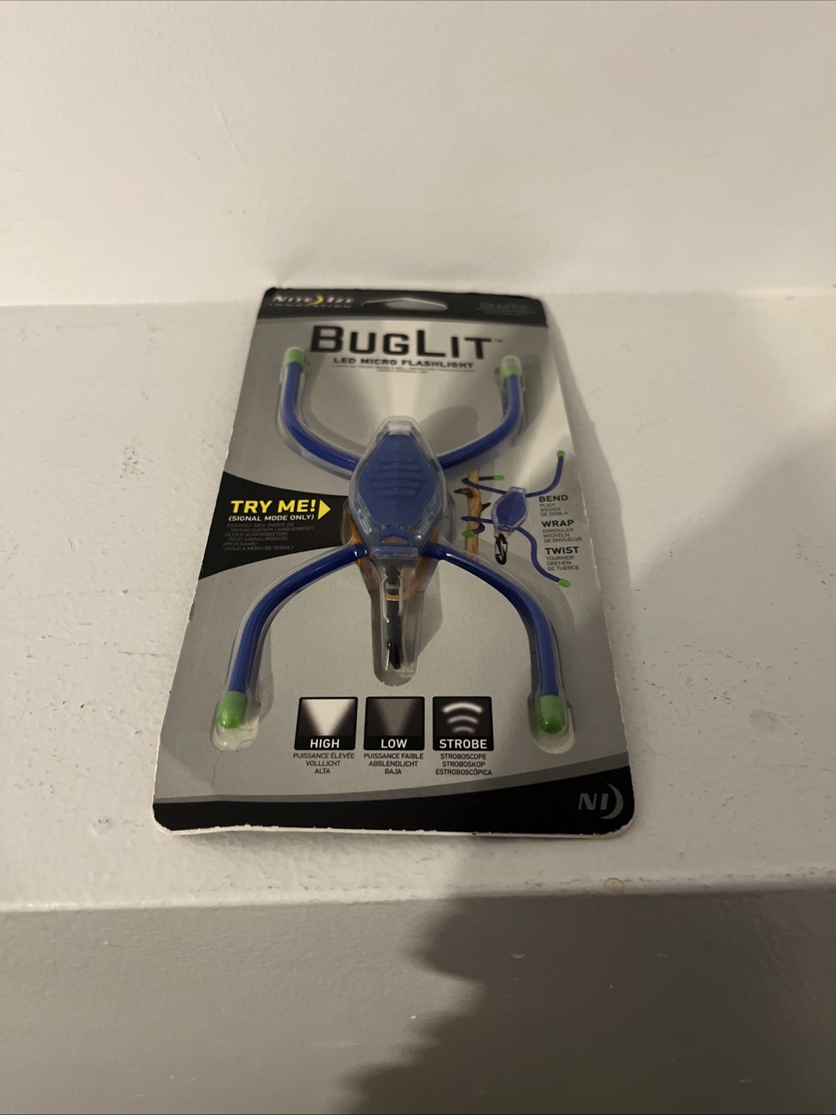 NEW Nite Ize BugLit LED Micro Flashlight Blue / Lime Green 6 Lumens w/ S-Biner