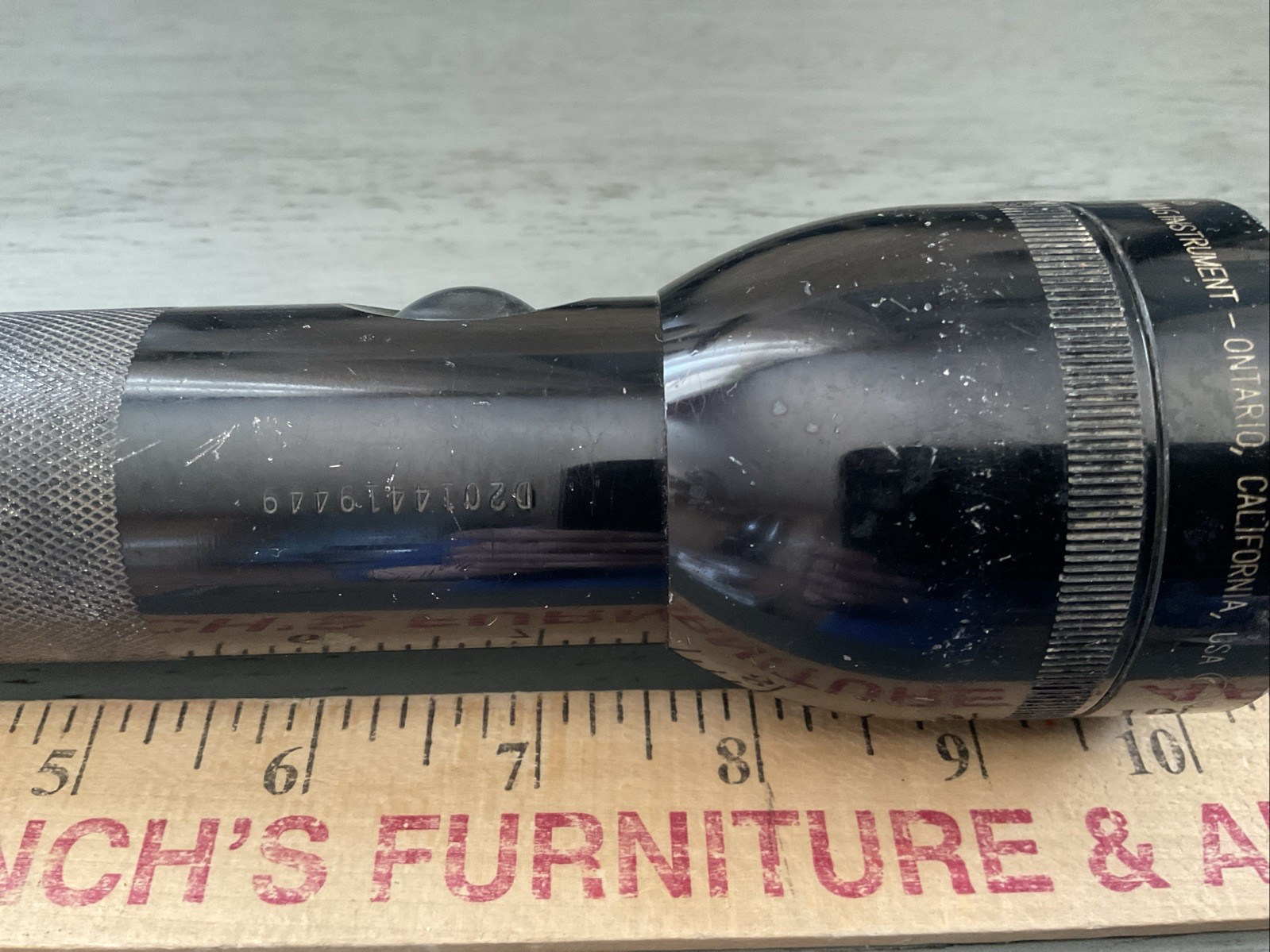 Vintage MAG-LITE 10” Mag Instrument 2 D Cell Black Flashlight Heavy Made In USA