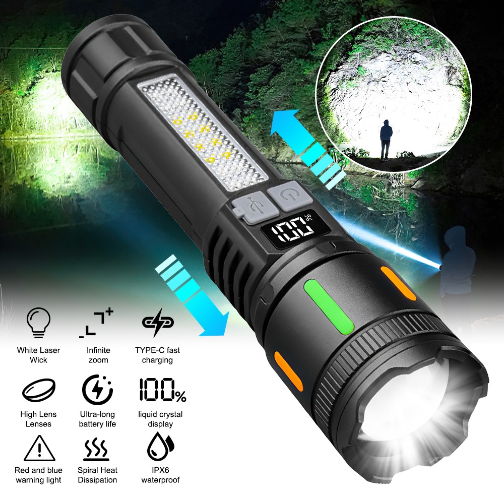 Super Bright 350000000 Lumen LED Tactical Flashlight Rechargeable LED Work Light