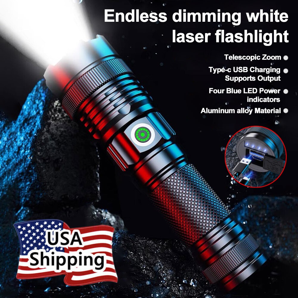 Flashlight 30W LEP Super Bright Torch Hunting White Light Built-in Battery US
