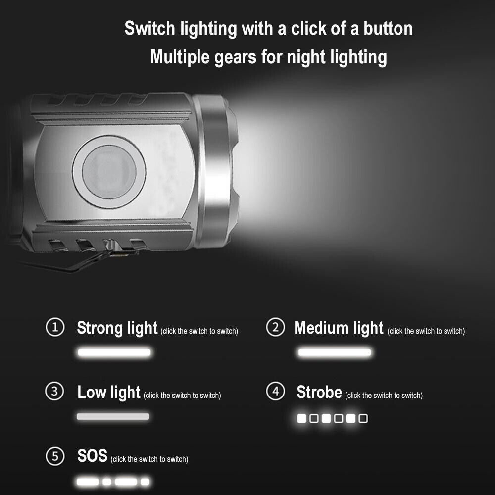 4 X Mini Tactical Flashlight Small LED USB Rechargeable Torch Light Super Bright