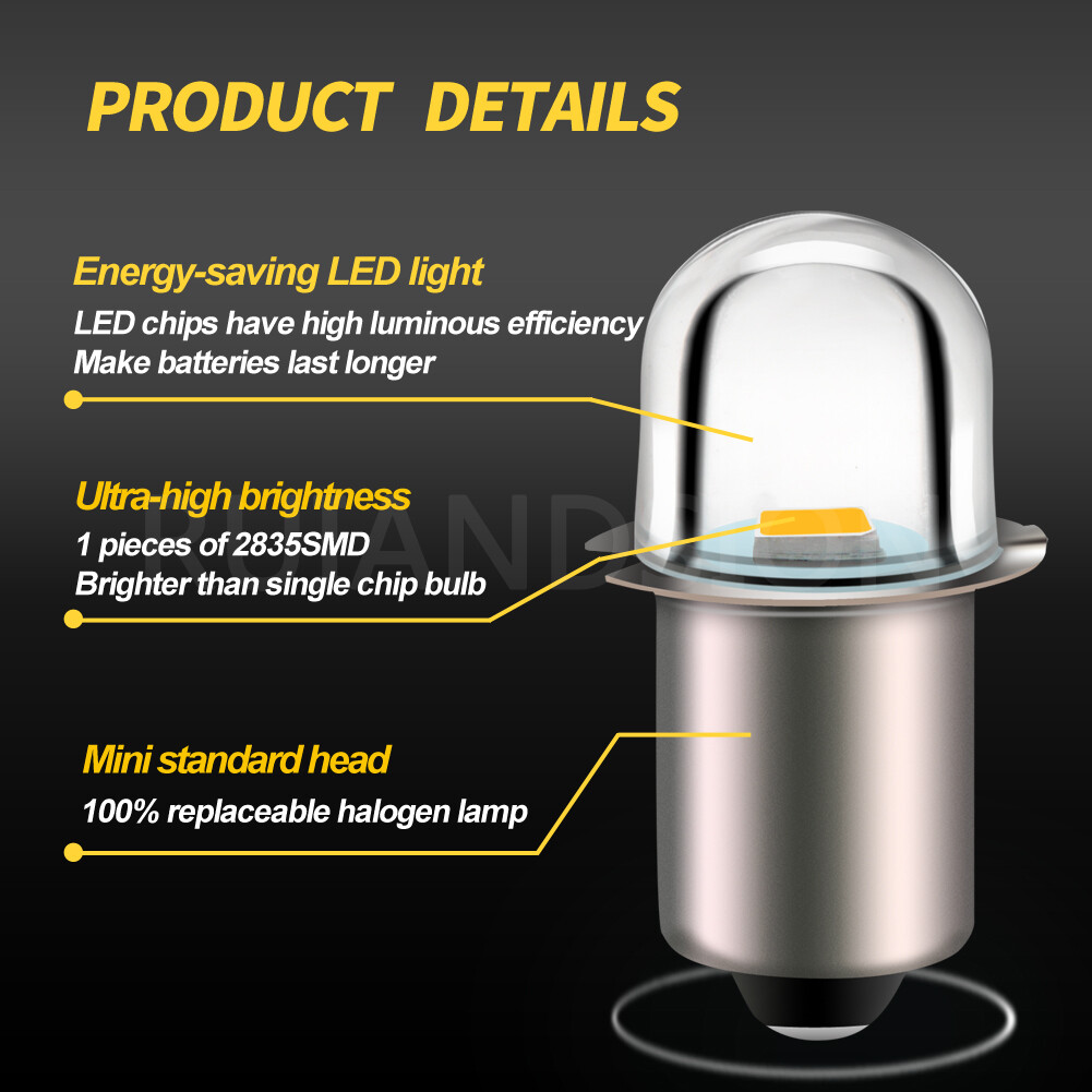 PR2 P13.5S LED Torch Flashlight Interior Lamp Bulb DC 3V 4.5V 6V 18V 6000K/3000K