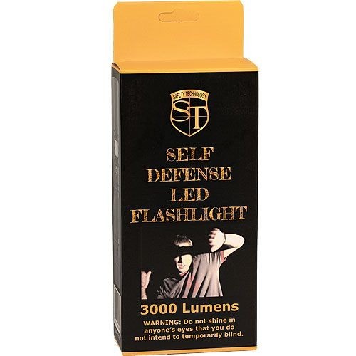 Safety Technology Zoomable Self Defense Flashlight 3000 Lumens LED Bright Black
