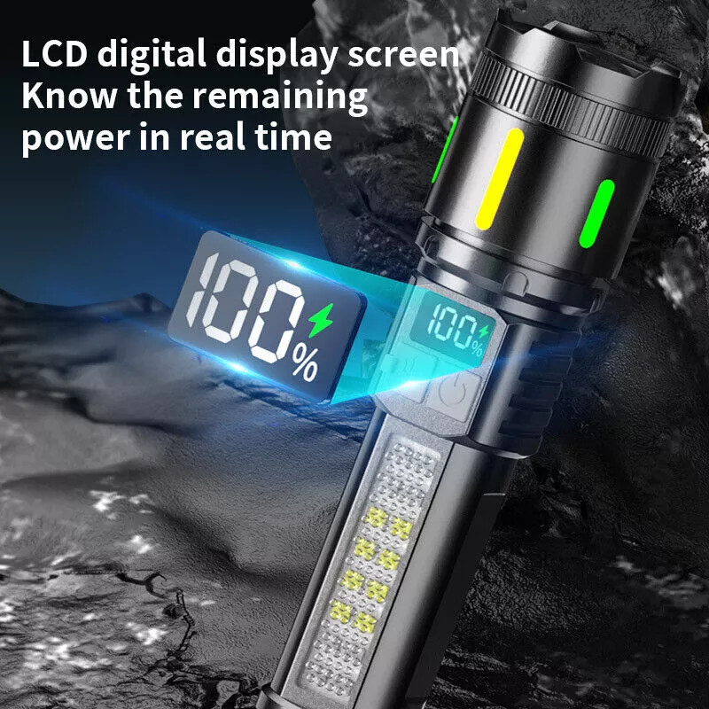 350000000 Lumen Super Bright LED Tactical Flashlight Rechargeable LED Work Light