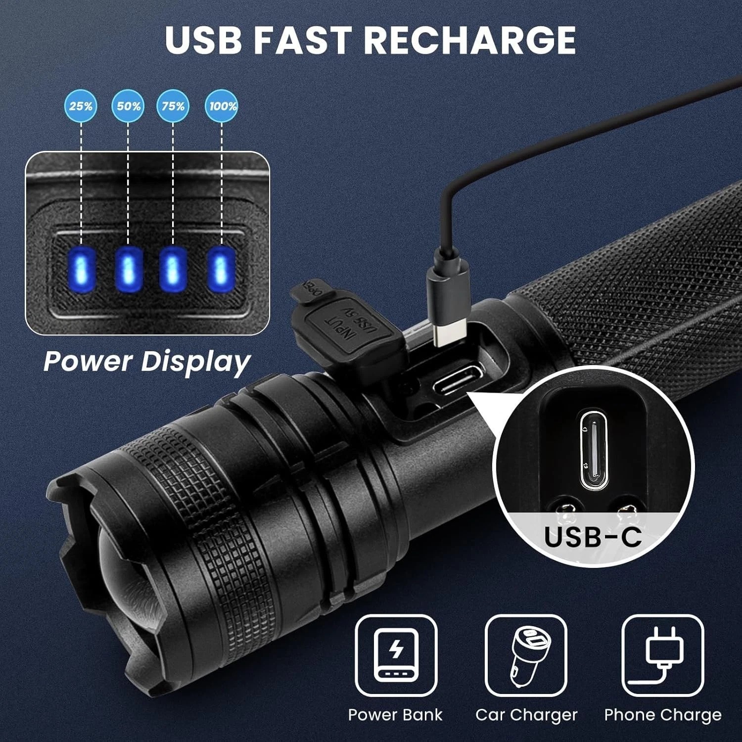 Rechargeable LED Flashlights High Lumens, 90000LM Super Bright Flashlights wi..,
