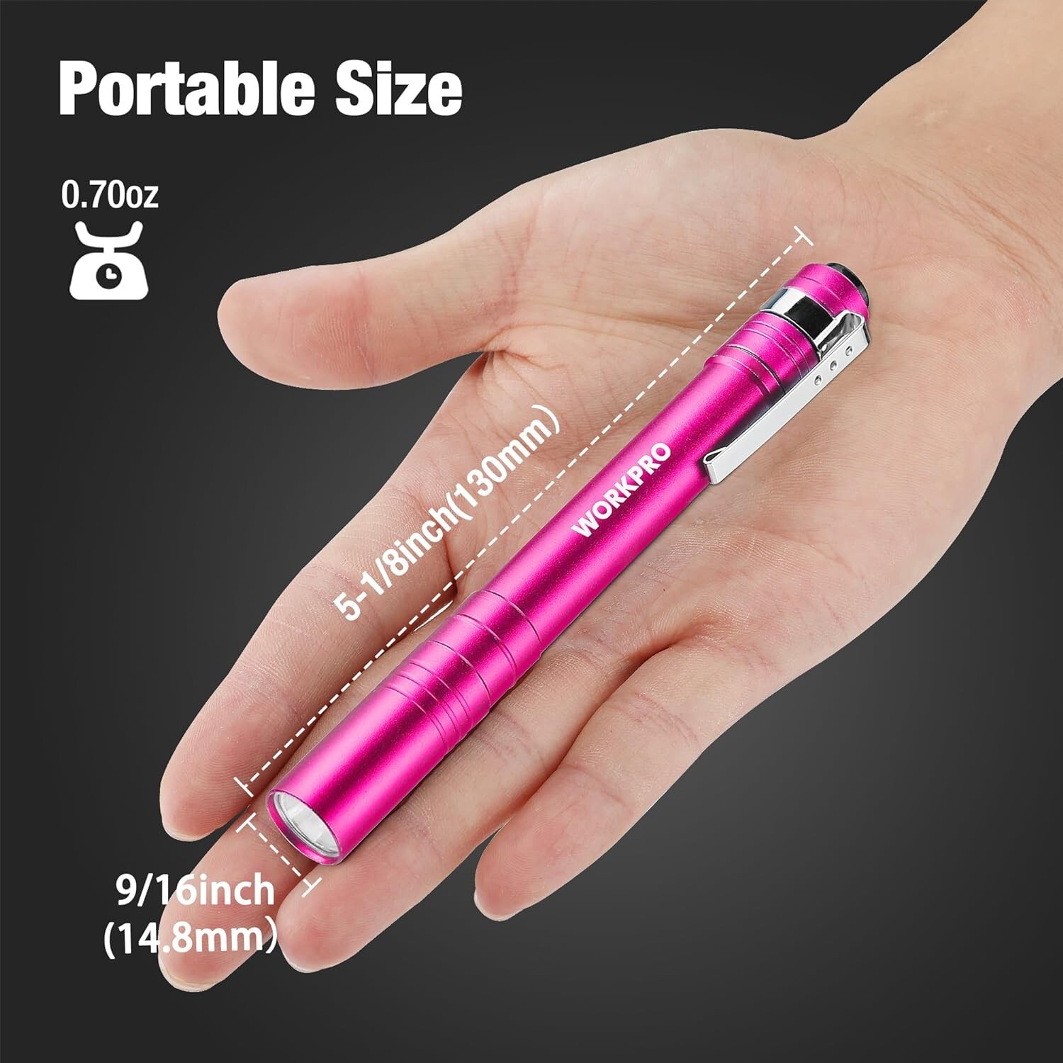 WORKPRO LED Pen Light, Aluminum Pen Flashlights 4-Pack 8AAA Batteries Include
