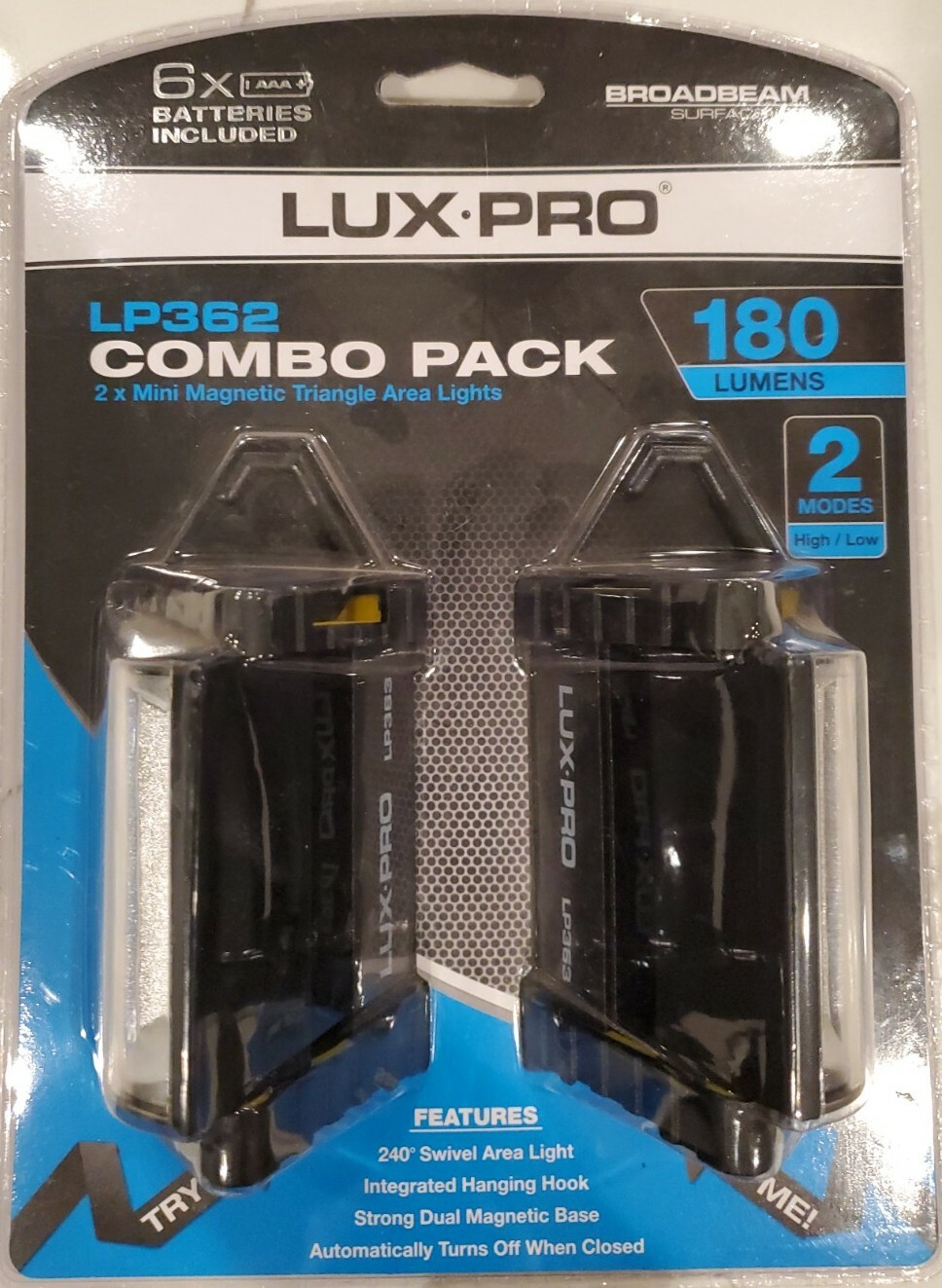 LUXPRO 2 Pack 180 Lumen Broadbeam LED Mini Triangle Area Light – NEW LP362