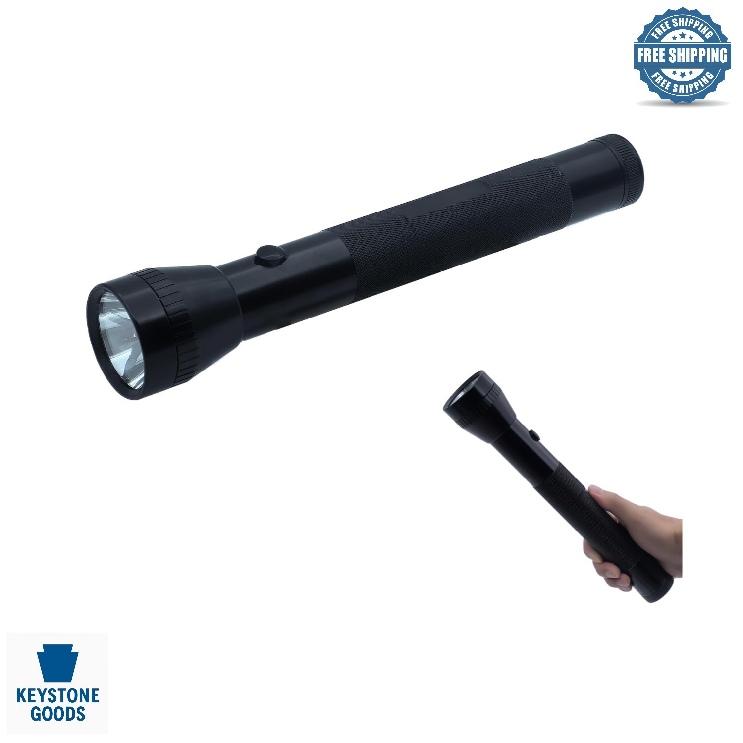 Heavy Duty 3 D Cell LED Flashlight – 500 Lumens, Waterproof, Aluminum Body, 1…