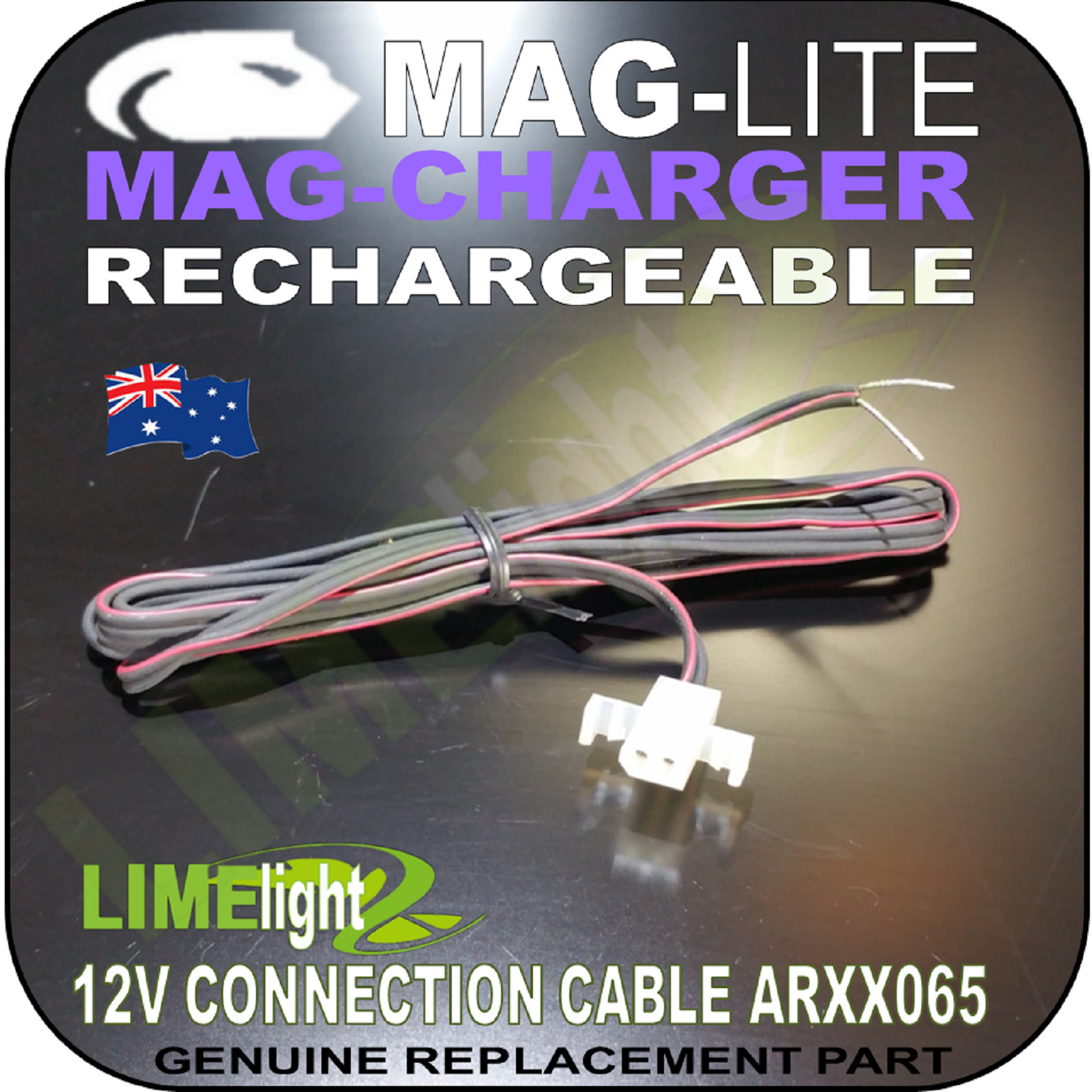 MAGLITE MAG-CHARGER ARXX065 12VDC CONNECTION CABLE RECHARGEABLE FLASHLIGHT TORCH